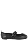 Pinko Nappa Leather Ballet Flats With Straps And Bow In Black