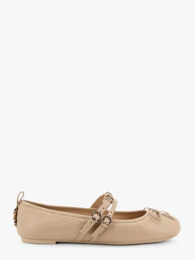 Pinko Gioia 09 Leather Ballerinas In Beige