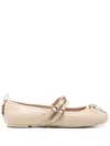 Pinko Gioia 09 Leather Ballerinas In Neutrals