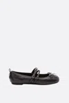 Pinko Nappa Leather Ballet Flats With Straps And Bow