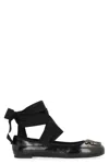 Pinko Black Ballerinas With Black Ribbon In Leather Woman In Black