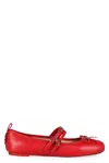 Pinko Nappa Leather Ballet Flats With Straps And Bow In Red