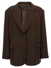 Pinko Single-breasted Blazer With Structured Shoulders In Brown
