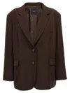 Pinko Single-breasted Blazer With Structured Shoulders In Brown