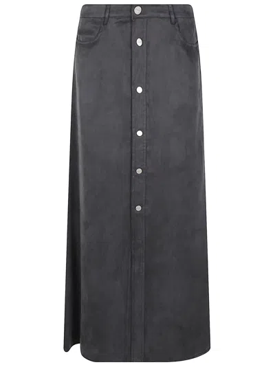 Pinko Gioveretto Button-down Cupro-blend Long Skirt In Grey