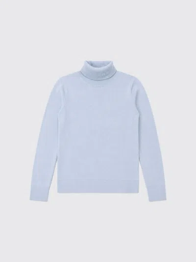 Pinko Kids'  Girl's Slim Fit Ribbed Viscose Blend Roll Neck Jumper In Blue