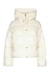 Pinko Quilted Hooded Jacket Front Pockets In White