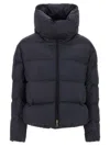 Pinko Padded Down Jacket With High Wrap-around Collar In Blue