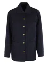 Pinko Oversized Patterned Tweed Jacket In Blue