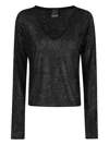 Pinko Salomone V-neck Sweater With Mini Sequin Detailing In Black