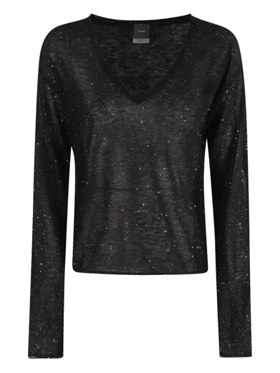 PINKO GLITTER V-NECK SWEATER