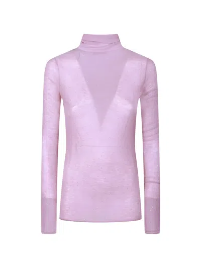 Pinko Glitter-effect Roll-neck Sweater In Black