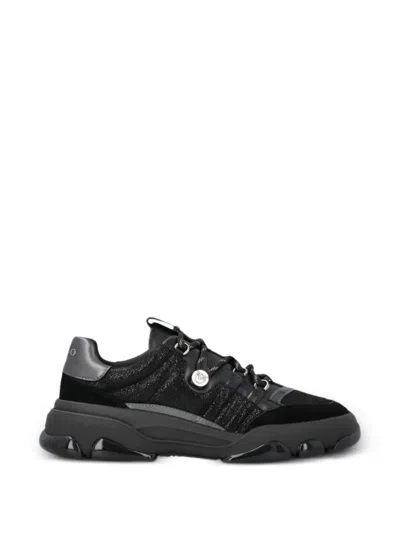 Pinko Glitter-panelled Chunky Sneakers In Black