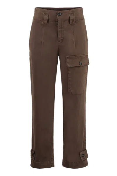 Pinko Globo Stretch Cotton Cargo Trousers In Brown
