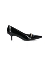 Pinko Glossy Black Patent Pointed-toe Pumps With Chain Detail In Black