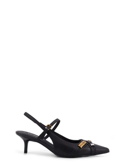 Pinko Gloria 18 Leather Pumps With Metal Lettering Detail In Black