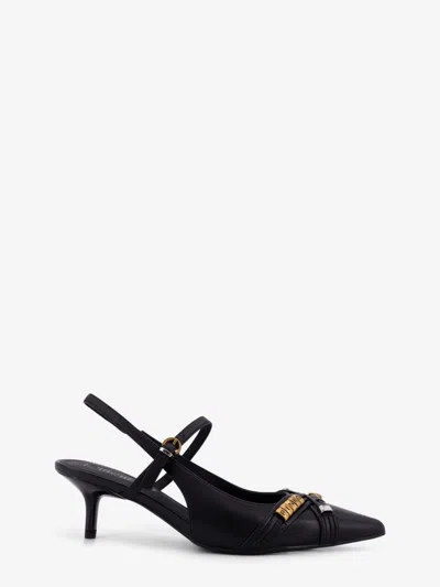Pinko Gloria 18 Leather Pumps With Metal Lettering Detail In Black