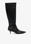 Pinko Gloria 50 Leather Knee-high Boots In Black