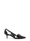 Pinko Black Mid-heel Pumps With Stylish Cutouts And Buckle Detail In Black