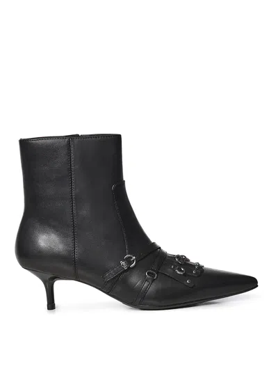 Pinko Gloria Leather Ankle Boot In Black
