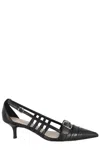 Pinko Black Mid-heel Pumps With Stylish Cutouts And Buckle Detail