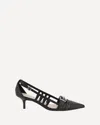 Pinko Black Mid-heel Pumps With Stylish Cutouts And Buckle Detail