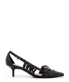 Pinko Black Mid-heel Pumps With Stylish Cutouts And Buckle Detail In Black