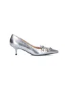 Pinko Pointed Slip-on Pumps With Metallic Silver Leather In Silver