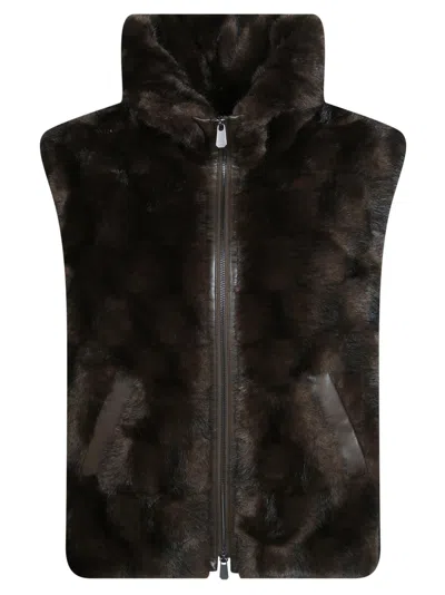 Pinko Glossinia Aspen Plush High Collar Gilet In Black