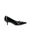 Pinko Glossy Black Patent Pointed-toe Pumps With Chain Detail In Black