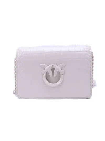 Pinko Glossy Embossed Mini Lover Click Shoulder Bag In B White