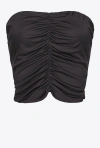 Pinko Glossy Jersey Crop Top In Limo Black