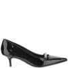 Pinko Glossy Leather Pump With Pointed Toe And Logo Chain Detail In Black