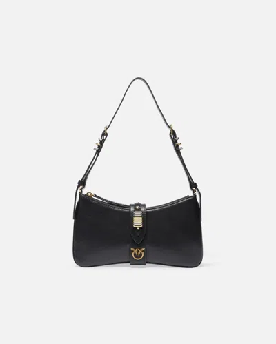 Pinko Glossy Leather Shoulder Bag With Rings