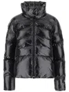 Pinko Cropped Black Down Coat With Glossy Finish And High Collar In Black