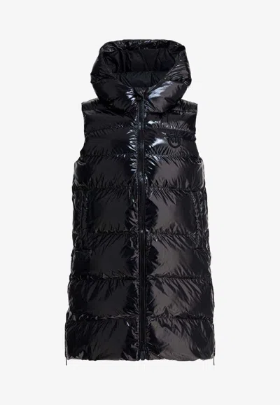 Pinko Glossy Padded Vest In Black