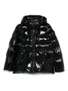 Pinko Oversized Black Puffy Coat With Glossy Finish And Hood In Black
