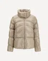 Pinko Beige High Collar Quilted Nylon Down Jacket In Neutral