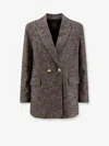 Pinko Double-breasted Flannel Blazer In Gray