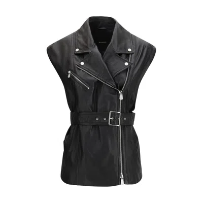 Pinko Goatskin Sleveless Women's Jacket In Black