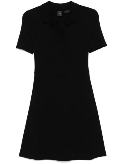 Pinko Fitted Midi Dress With Flared Skirt In Black