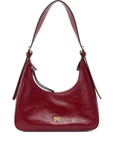 Pinko Gold-tone Leather Shoulder Bag In Red