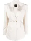 Pinko Goldeneye Belted Satin Blazer In White