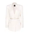 Pinko Goldeneye Belted Satin Blazer In White