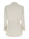 PINKO WHITE SINGLE-BREASTED JACKET IN COTTON BLEND WOMAN