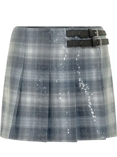 Pinko Gongora Check Skirt In Blue