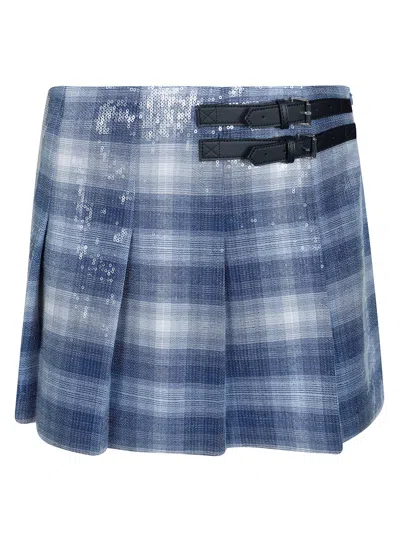 Pinko Gongora Mini Skirt - Check Pattern In Blue