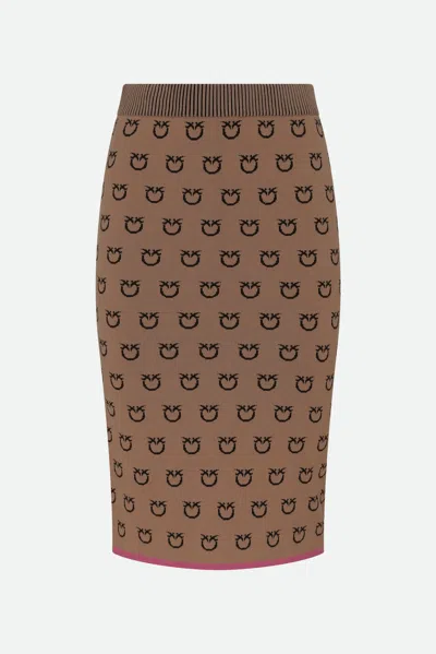 Pinko Gonna Midi Logata Marrone