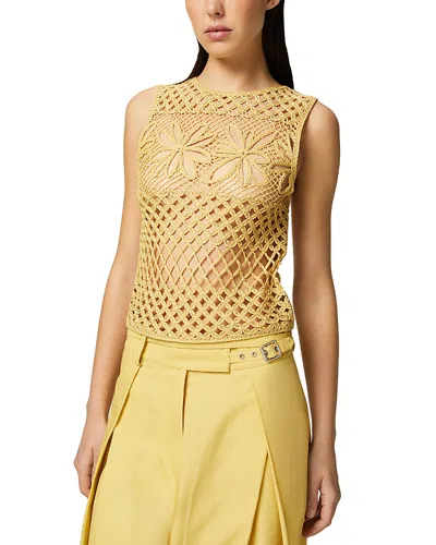 PINKO GONZANO FLORAL CROCHET TOP