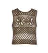 Pinko Top Sans Manches En Crochet Ajouré In Brown